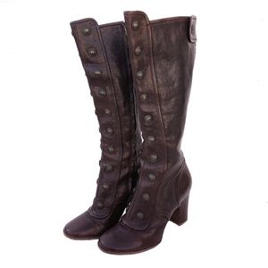Fyre Adrienne Button Boot in Brown Leather Sz 7.5